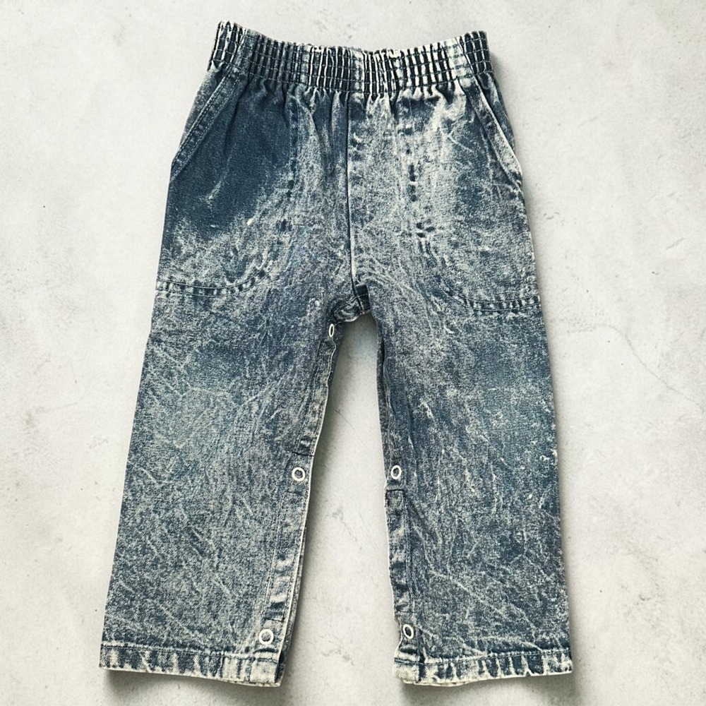 Royal Heir Vintage Acid Wash Denim Jeans Kids 18M Blue Elastic Waist Made in USA